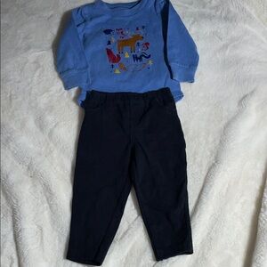 Carter’s boys’ 9 mos blue long-sleeved onesie top w/animals & black pants